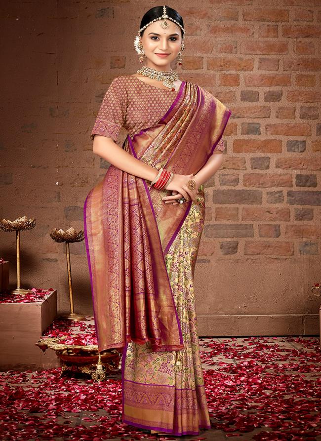 Silk Purple Traditional Wear Weaving Saree